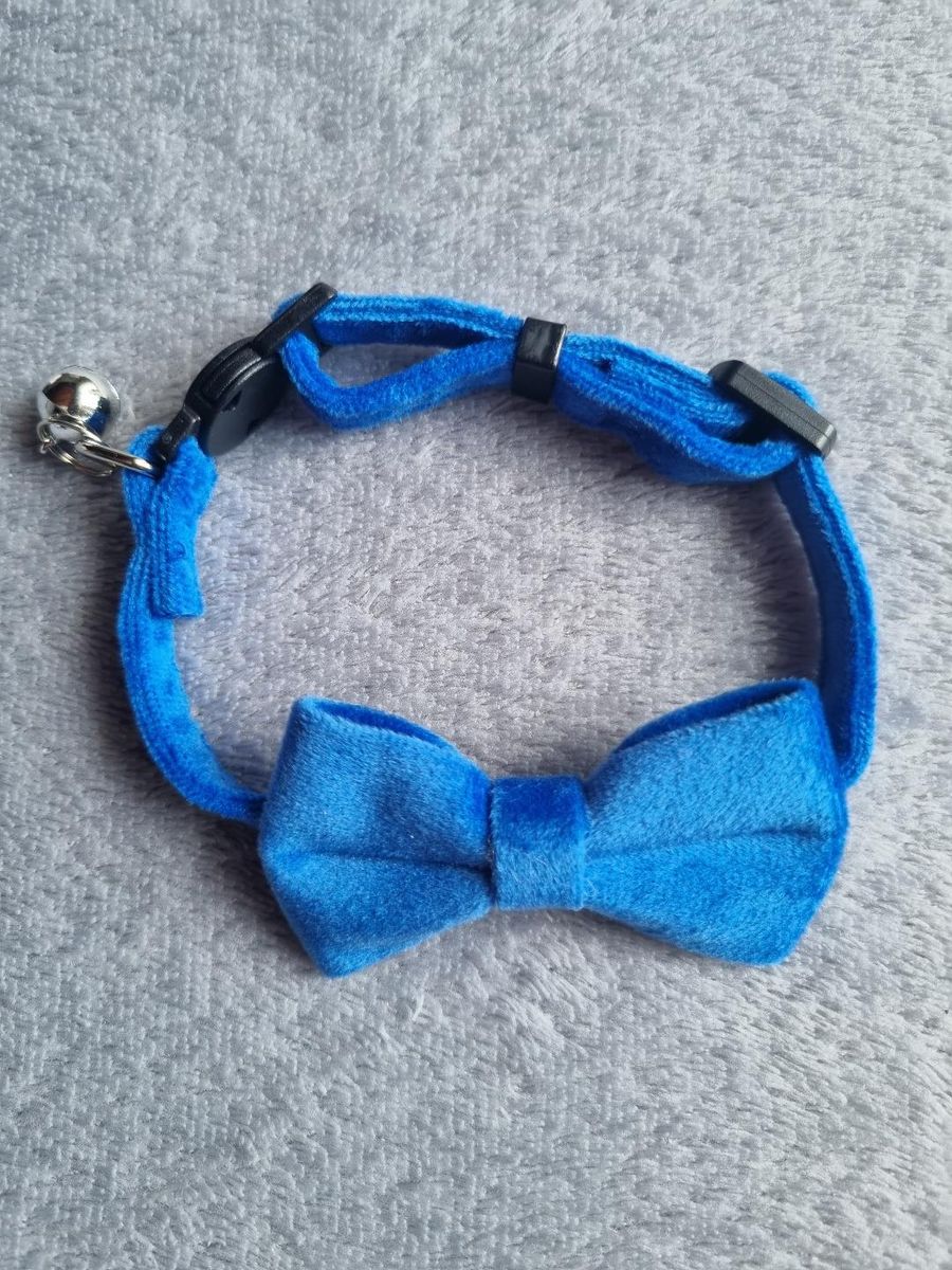 Collier pour Chat en Velours Bleu - Miniature 2