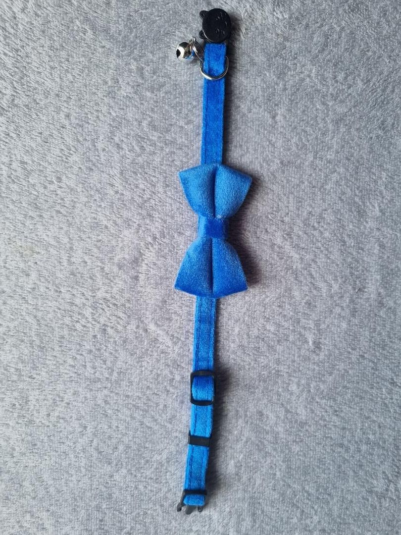 Collier pour Chat en Velours Bleu - Miniature 4