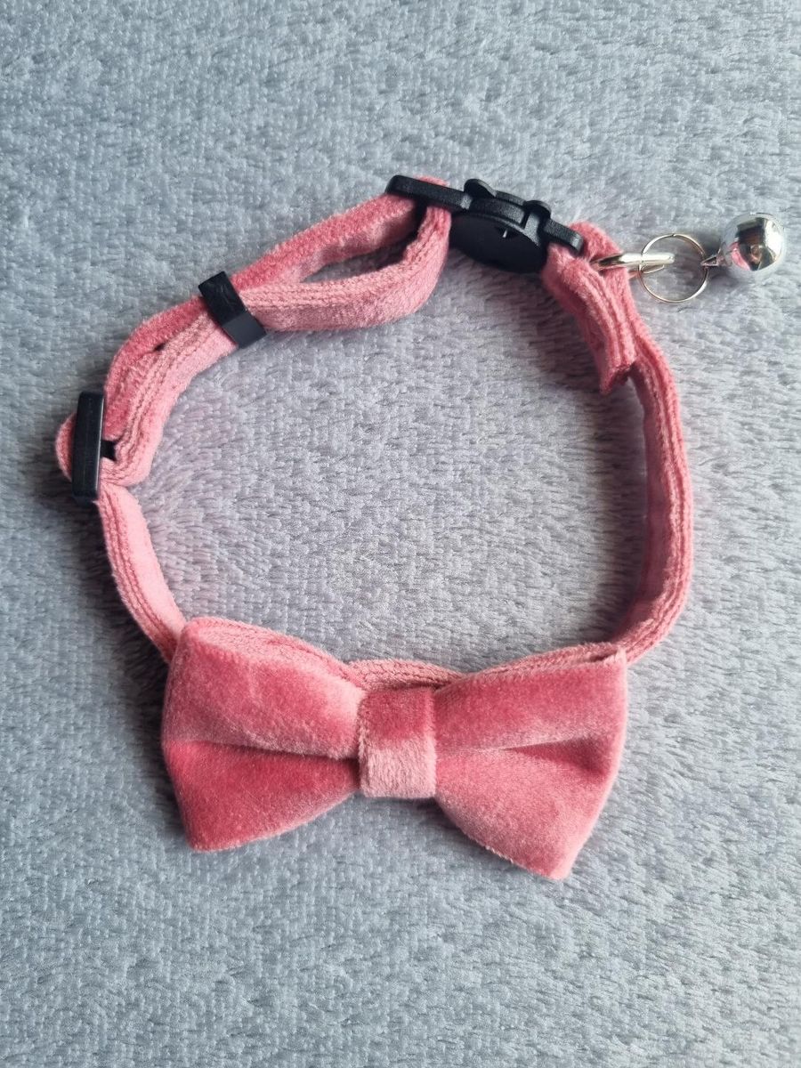 Collier pour Chat en Velours Rose - Miniature 2