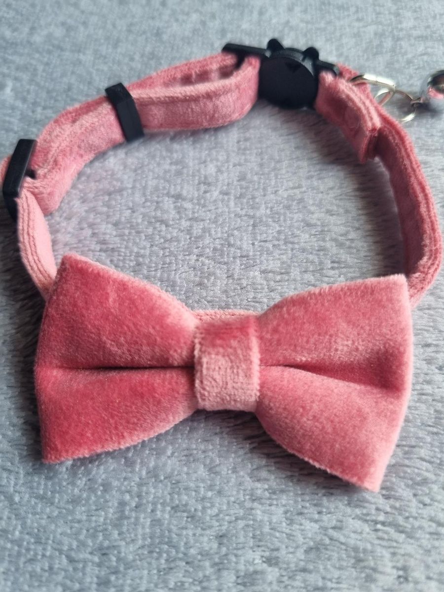Collier pour Chat en Velours Rose - Miniature 3