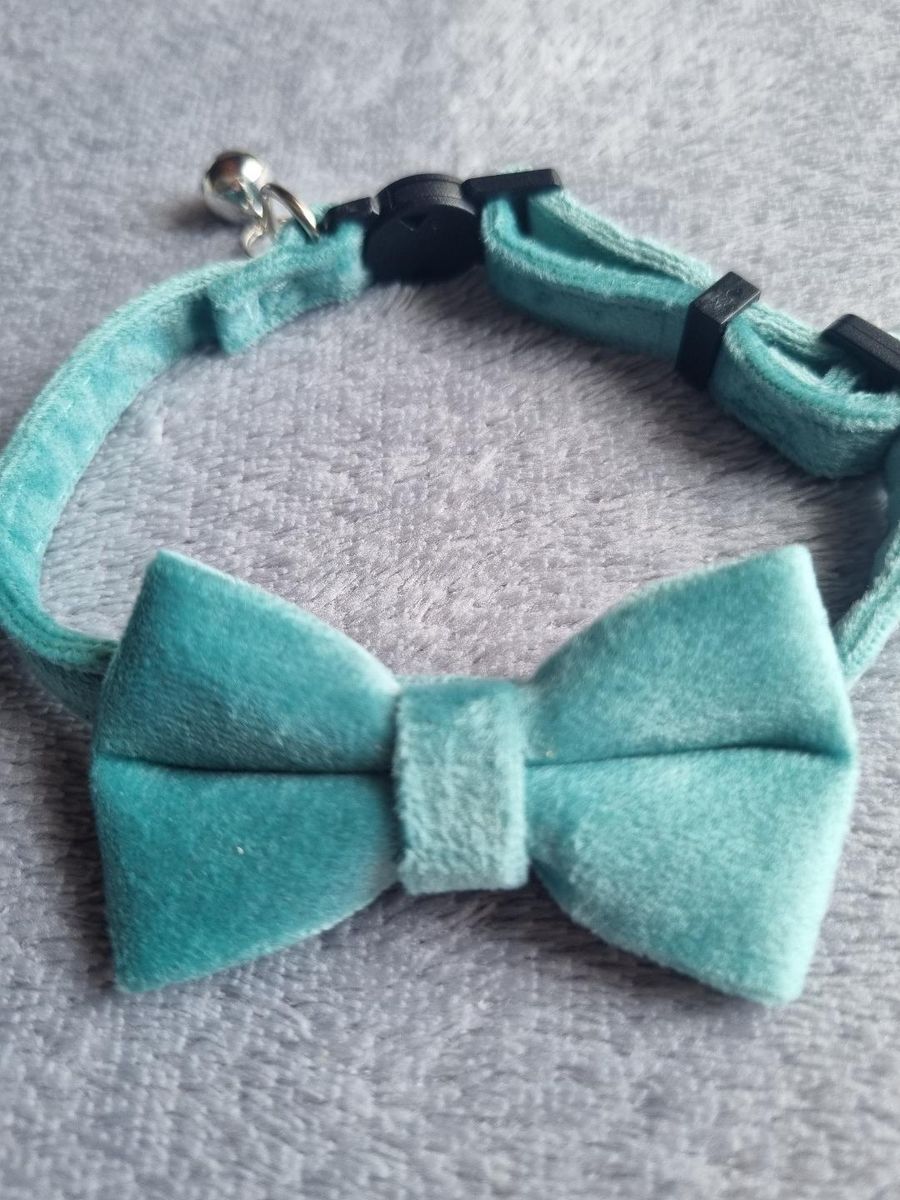 Collier pour Chat en Velours Vert - Miniature 3