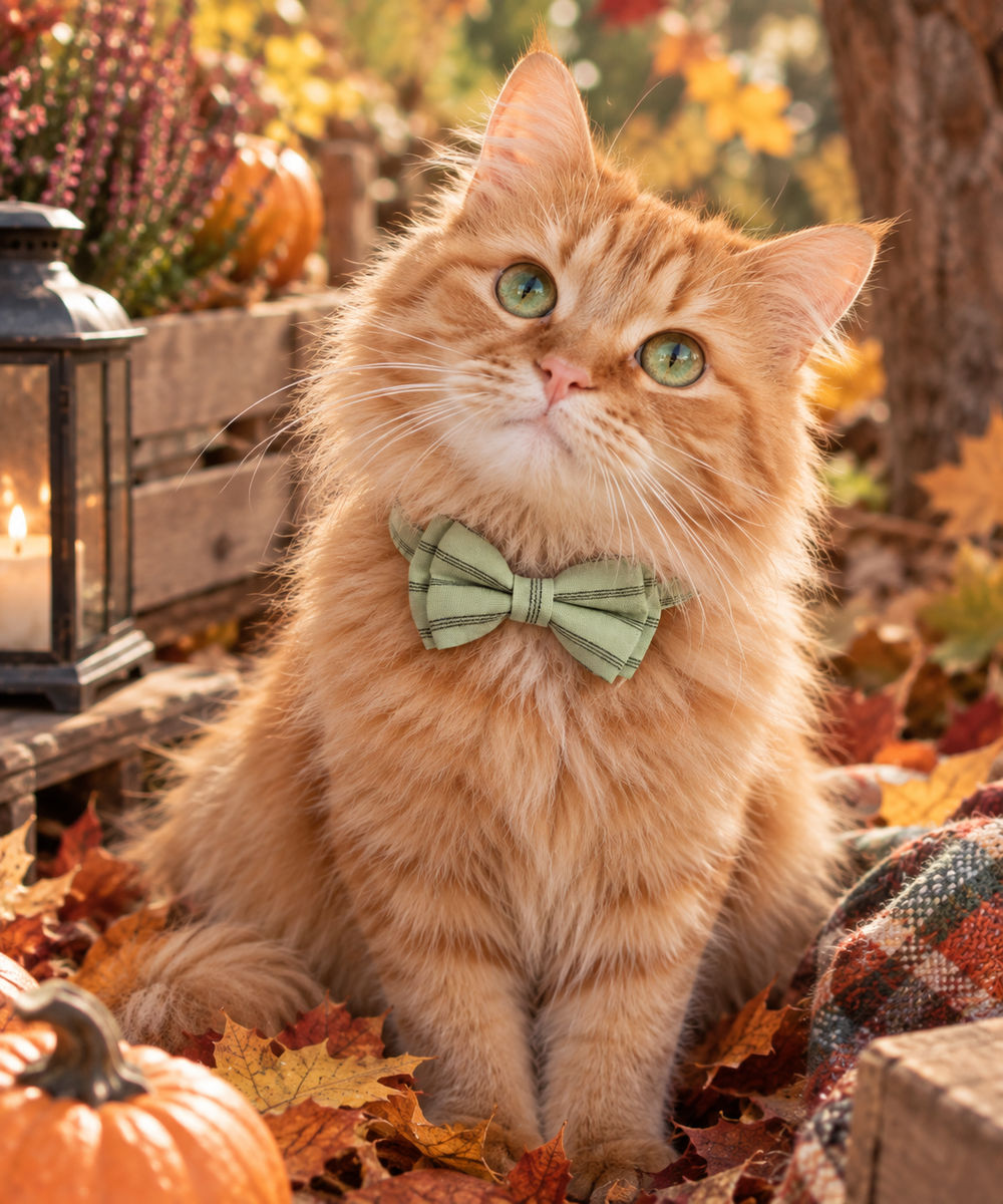Collier avec nœud papillon pour Chat rayé Vert - Miniature 8