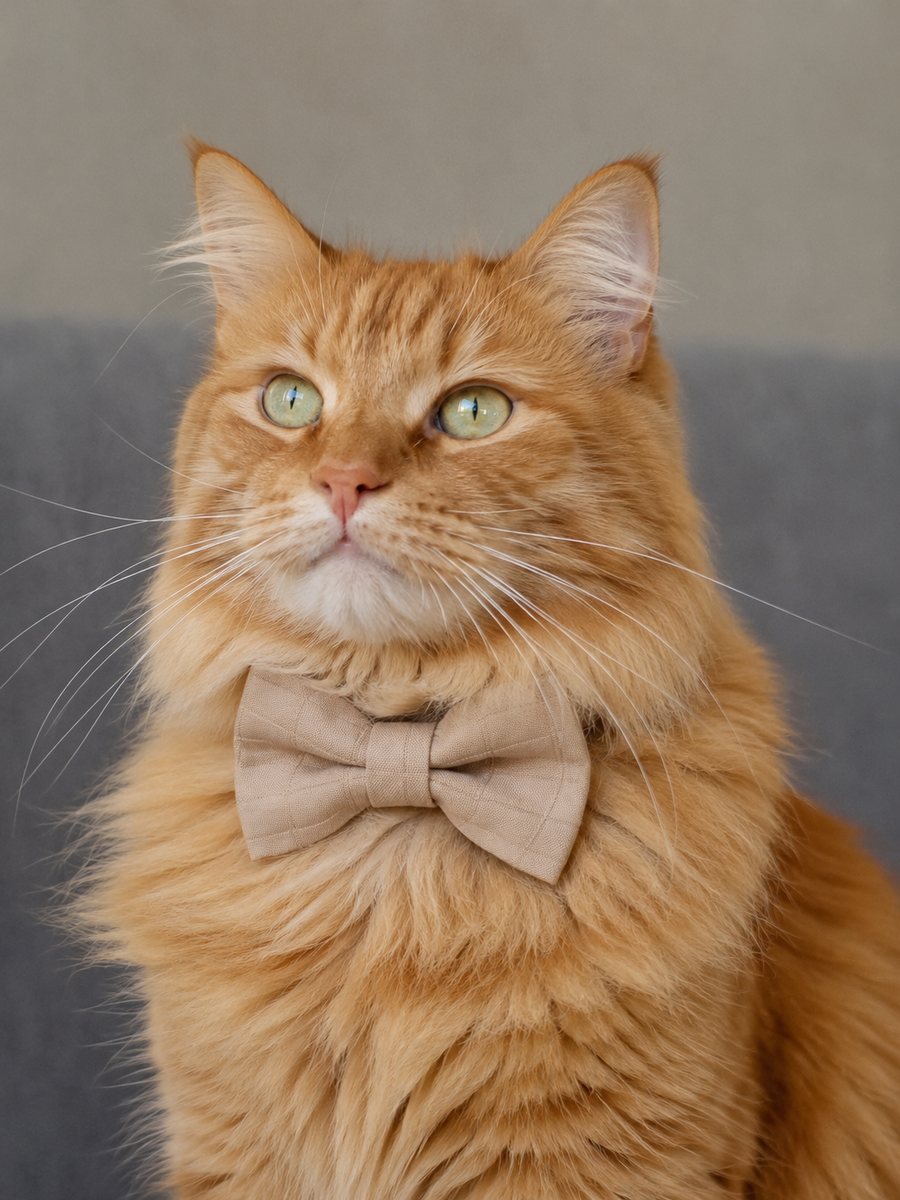 Collier avec nœud papillon pour Chat Beige - Miniature 8