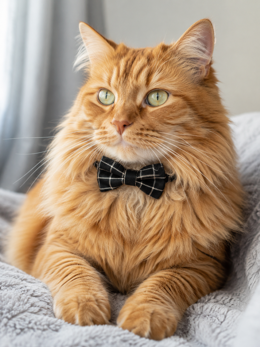 Collier avec nœud papillon pour Chat à Carreaux Noir - Miniature 10