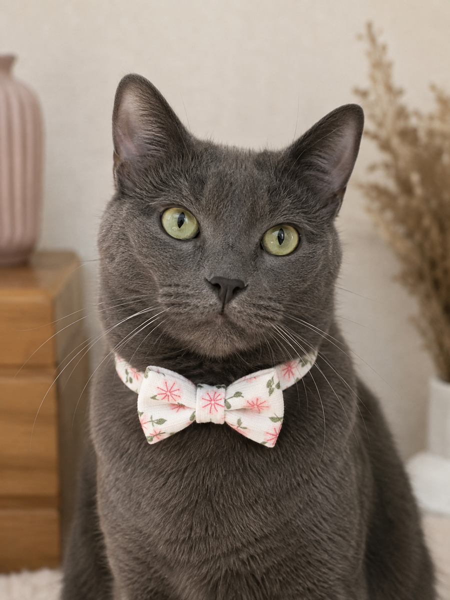 Collier avec nœud papillon pour Chat à fleurs roses - Miniature 8