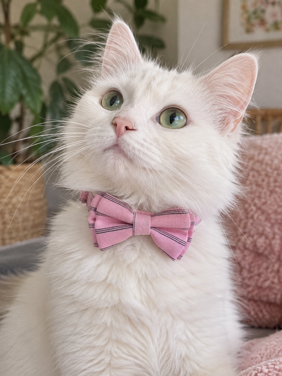 Collier avec nœud papillon pour Chat rayé Rose - Miniature 9